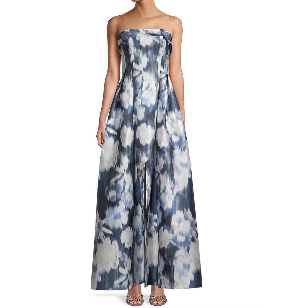 COPY - Sachin & Babi Brielle Floral A-Line Gown, size 8, Blue Ikat Floral, NWT